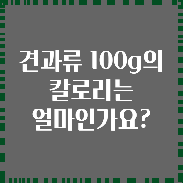 견과류 100g의 칼로리는 얼마인가요?