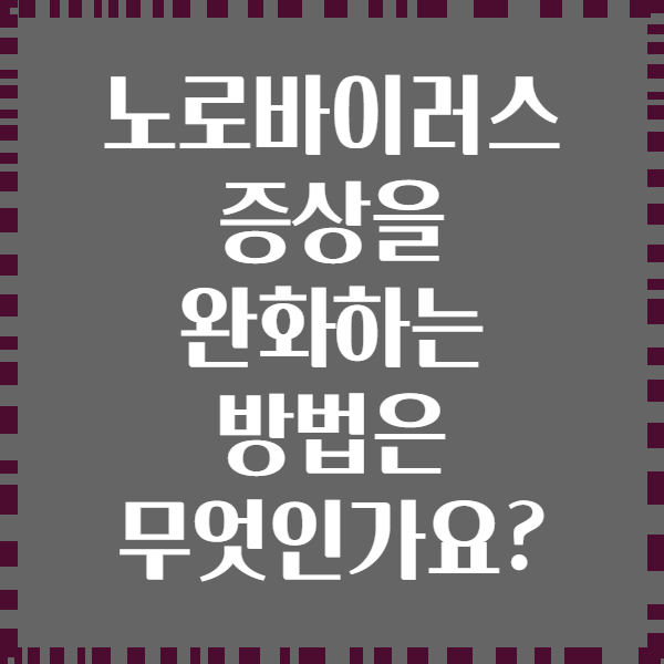 노로바이러스 증상을 완화하는 방법은 무엇인가요?