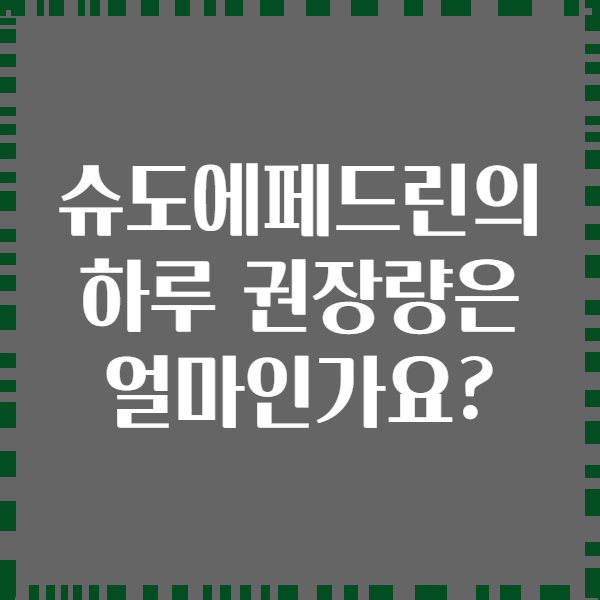 슈도에페드린의 하루 권장량은 얼마인가요?