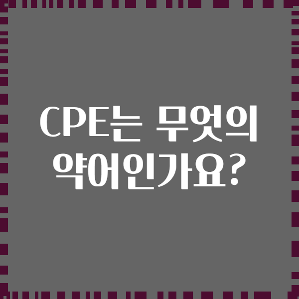 CPE는 무엇의 약어인가요?