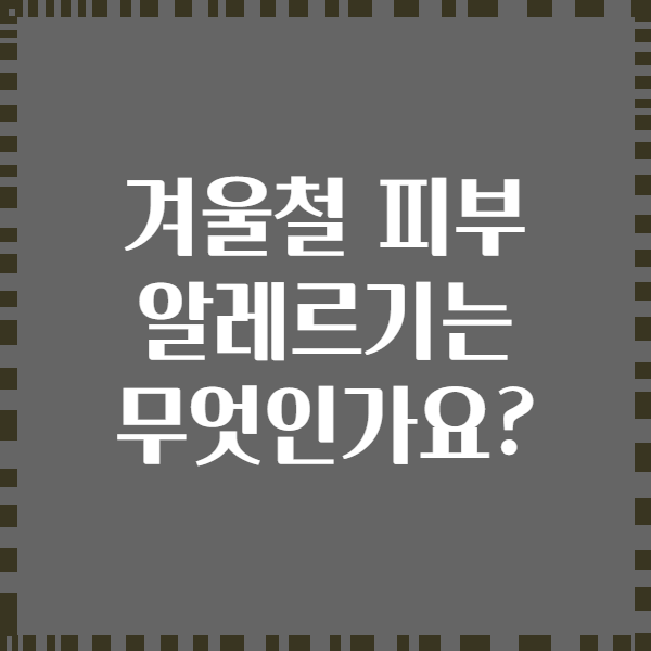 겨울철 피부 알레르기는 무엇인가요?