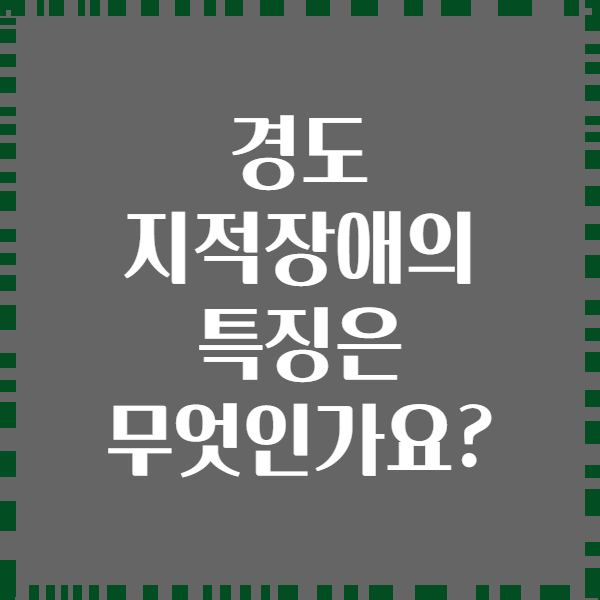 경도 지적장애의 특징은 무엇인가요?