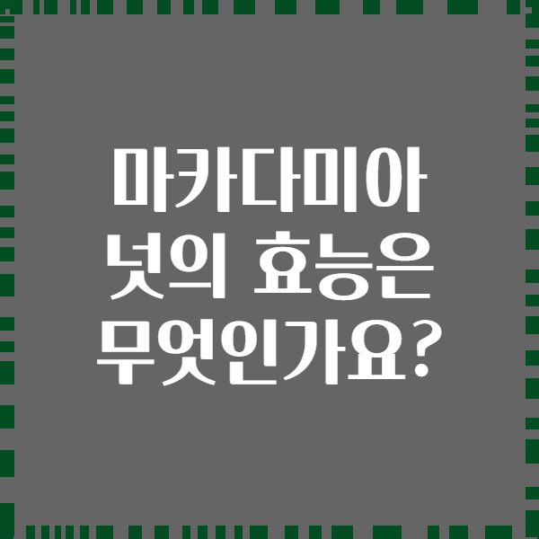 마카다미아 넛의 효능은 무엇인가요?