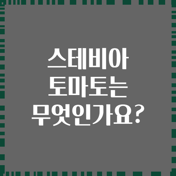 스테비아 토마토는 무엇인가요?