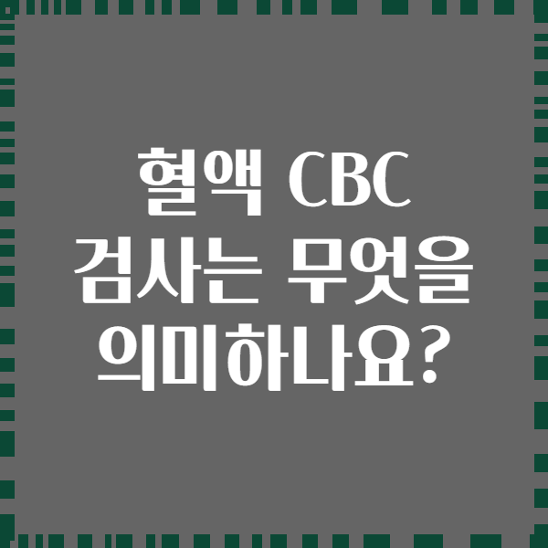 혈액 CBC 검사는 무엇을 의미하나요?