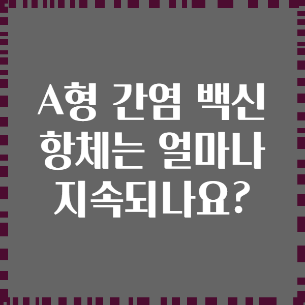 A형 간염 백신 항체는 얼마나 지속되나요?