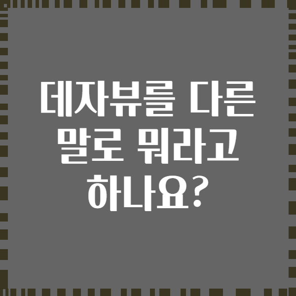 데자뷰를 다른 말로 뭐라고 하나요?