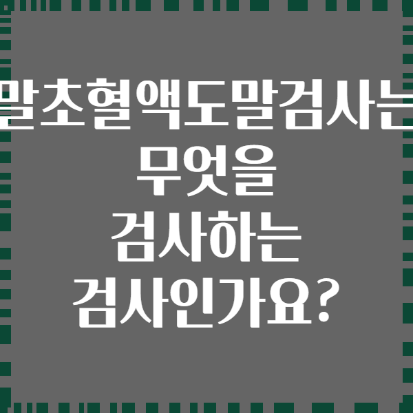 말초혈액도말검사는 무엇을 검사하는 검사인가요?