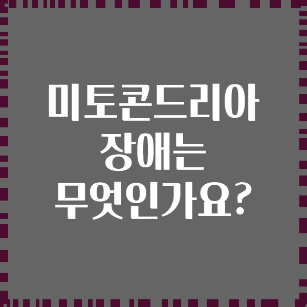 미토콘드리아 장애는 무엇인가요?