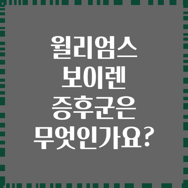윌리엄스 보이렌 증후군은 무엇인가요?