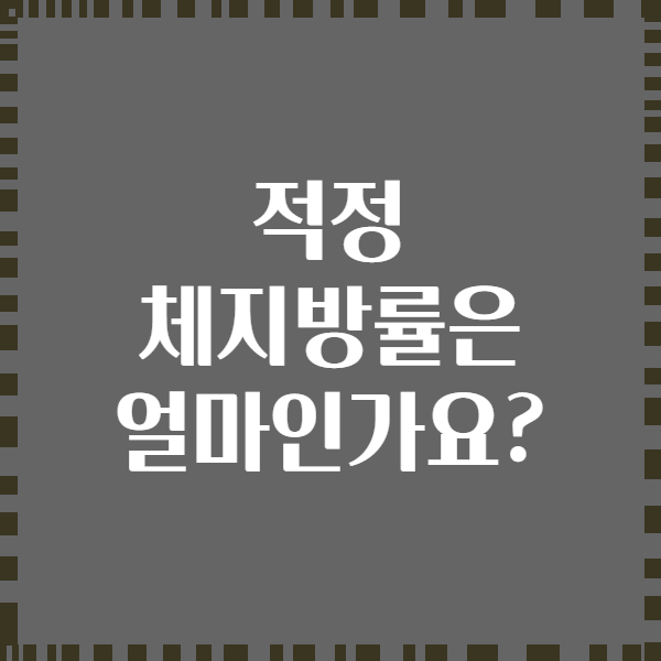 적정 체지방률은 얼마인가요?