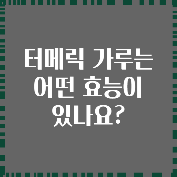 터메릭 가루는 어떤 효능이 있나요?