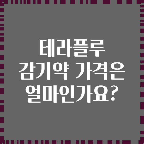 테라플루 감기약 가격은 얼마인가요?
