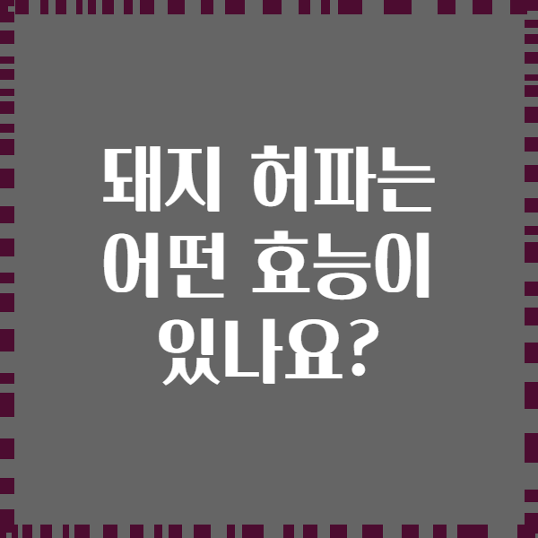 돼지 허파는 어떤 효능이 있나요?