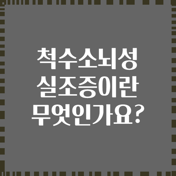 척수소뇌성 실조증이란 무엇인가요?