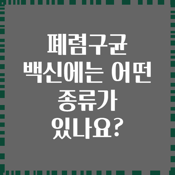 폐렴구균 백신에는 어떤 종류가 있나요?